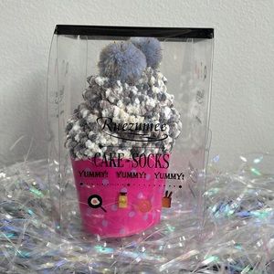Confetti Cupcake Socks with Pom Poms in Box